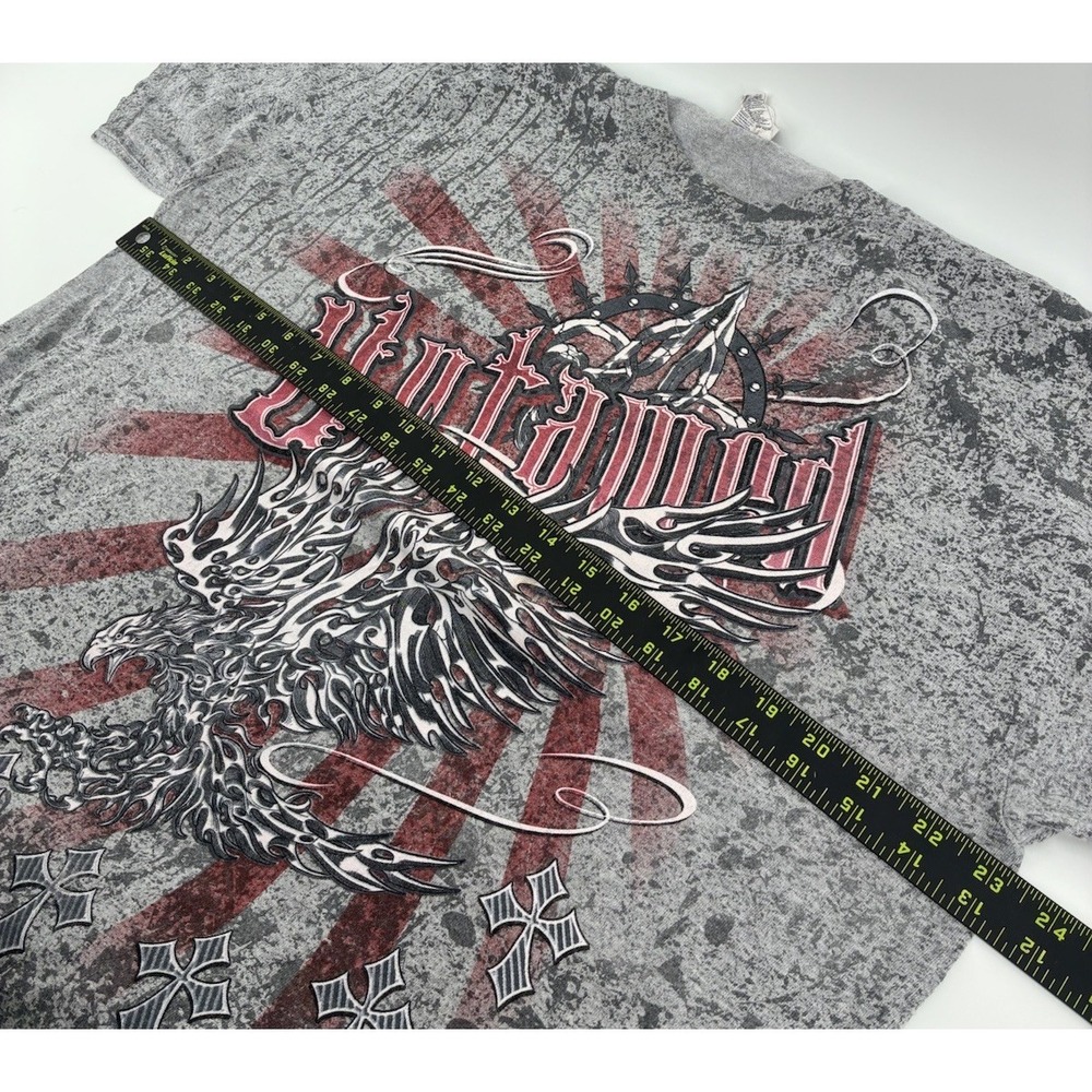 Lot Of 2 VNTG Y2K Skull Wing Graphic Double sided T-Shirt Black Gray‎ Size XL - Picture 11 of 11